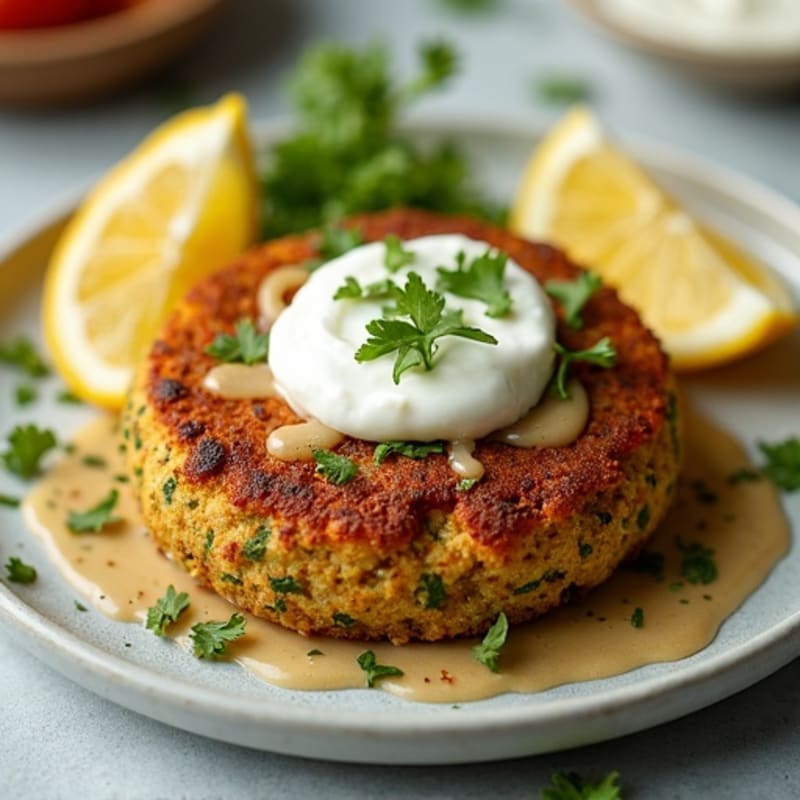 Crispy Baked Falafel with Lemon-Garlic Tahini Drizzle