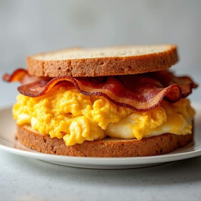 Hearty Scrambled Egg and Crispy Turkey Bacon Sandwich