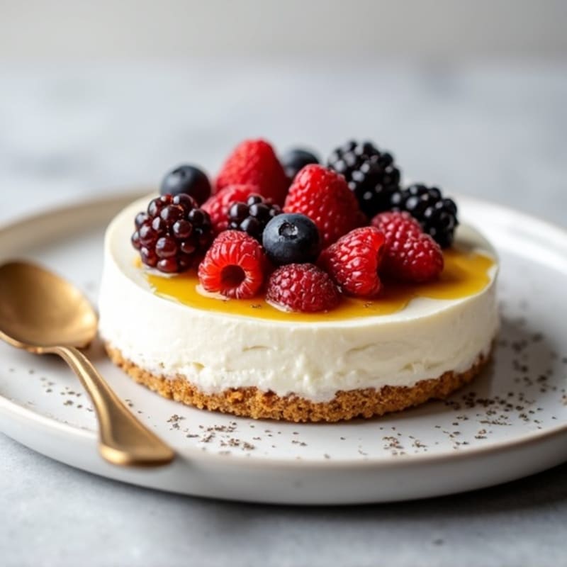 Greek Yogurt Protein Cheesecake with Fresh Berries