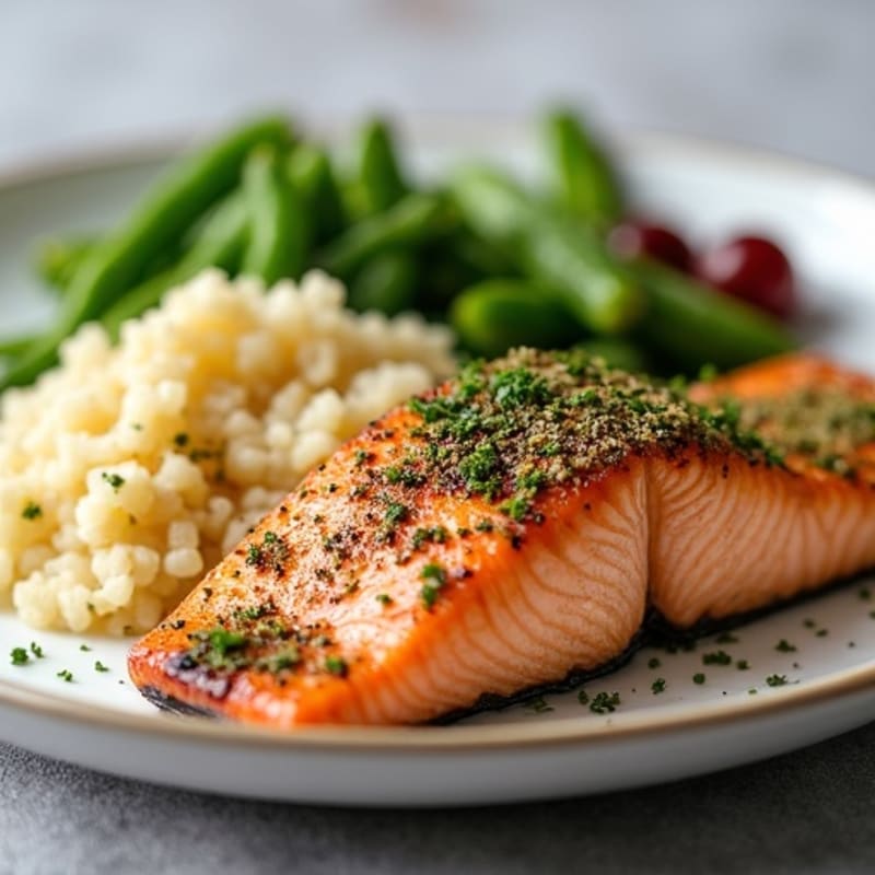 Herb-Crusted Seared Salmon with Quinoa