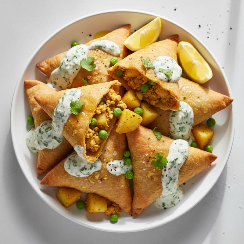 Curried Potato and Pea Samosas