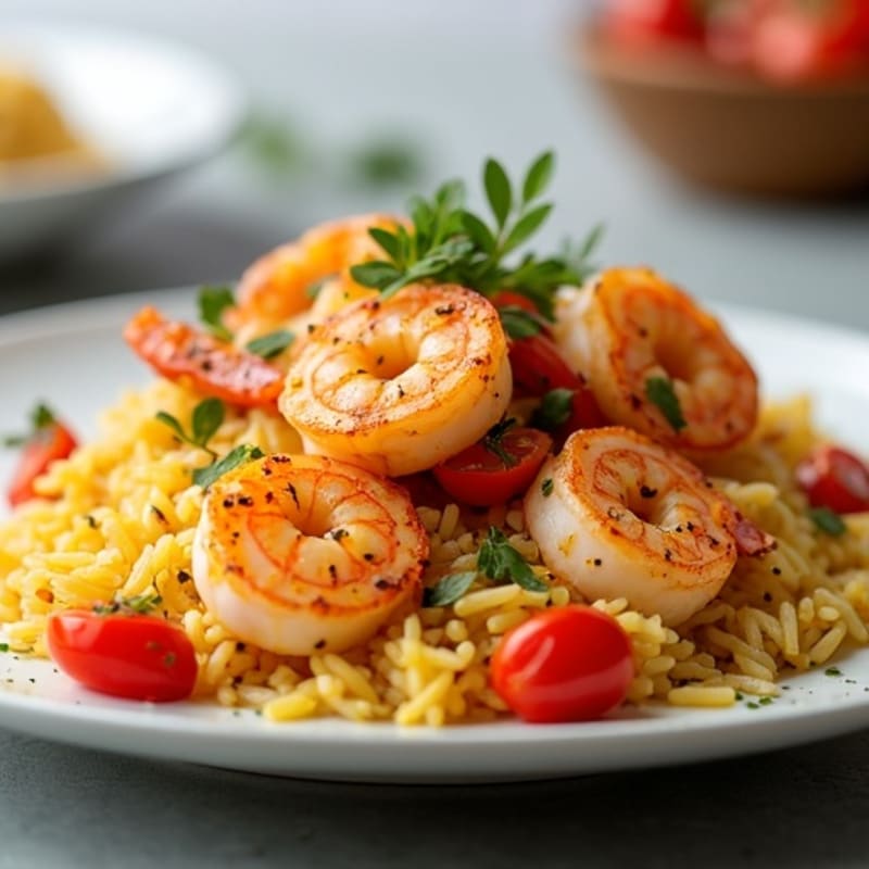 Saffron-Spiced Shrimp and Seafood Rice Skillet