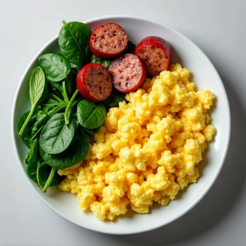 Egg White Scramble with Turkey Sausage and Spinach