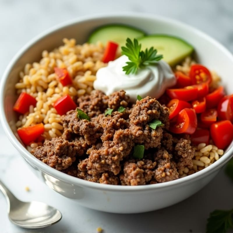 Seasoned Ground Beef Bowl with Special Sauce