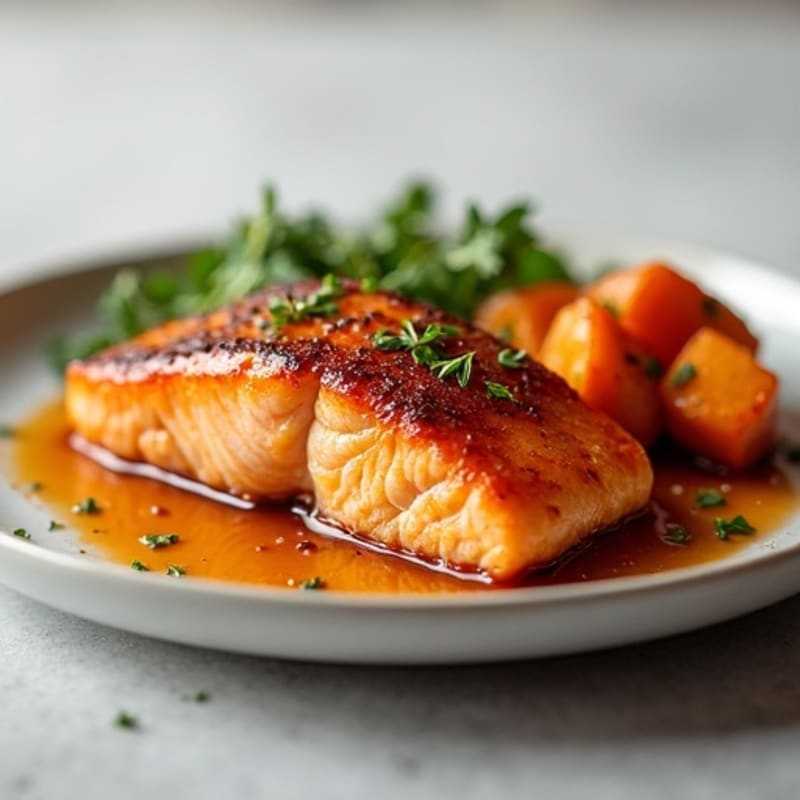 Maple-Glazed Salmon with Roasted Sweet Potatoes