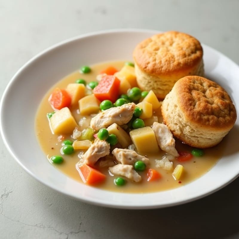 Creamy Chicken and Vegetable Stew with Whole Wheat Drop Biscuits