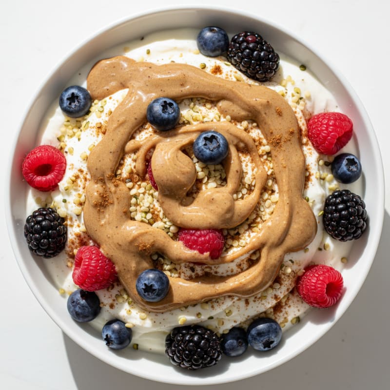 Creamy Greek Yogurt Parfait with Mixed Berries and Almond Butter