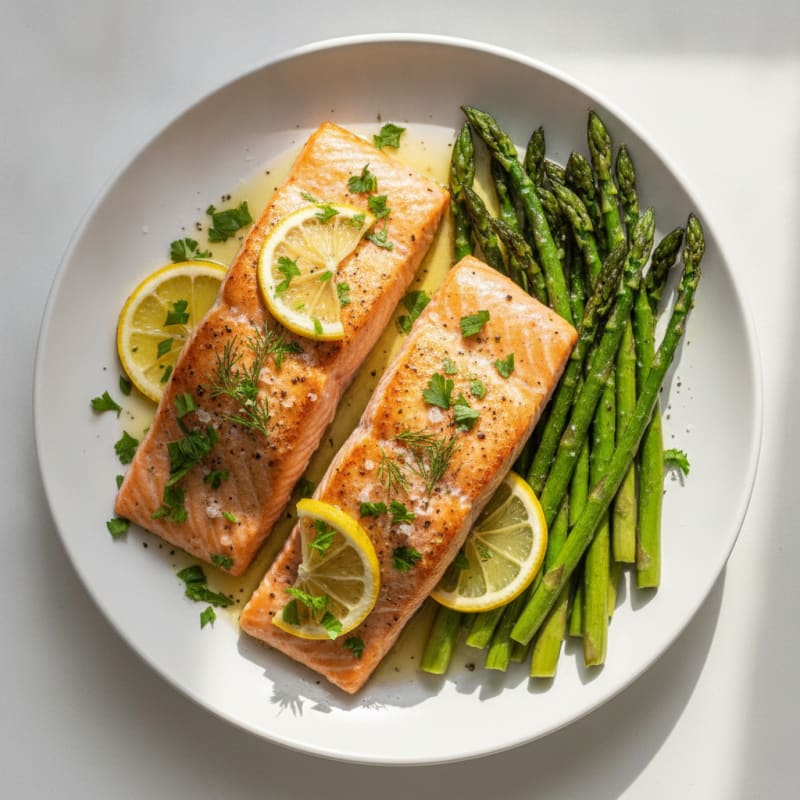 Lemon Herb Baked Salmon with Roasted Asparagus