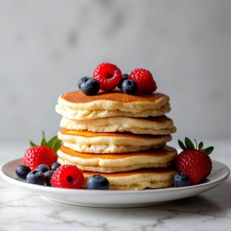 Fluffy Protein Pancakes with Fresh Berries