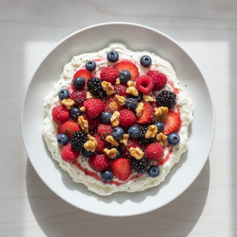 Greek Yogurt Protein Mousse with Mixed Berries