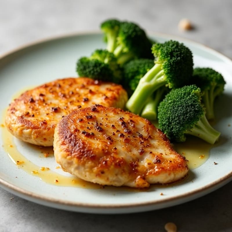 Crispy Pan-Seared Chicken Tenderloin with Garlic Roasted Broccoli