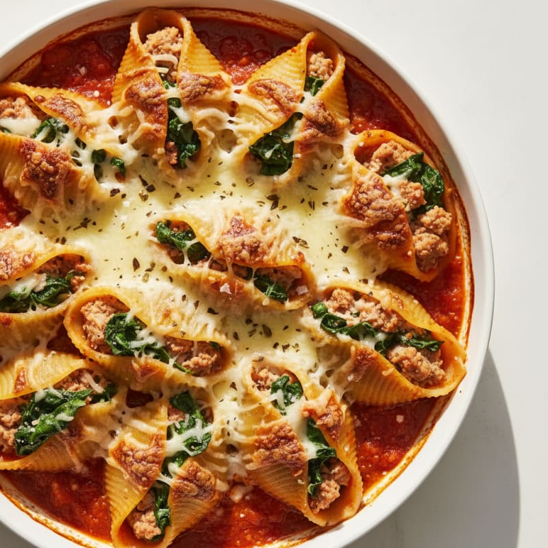 Spinach Ricotta Stuffed Shells Baked Marinara