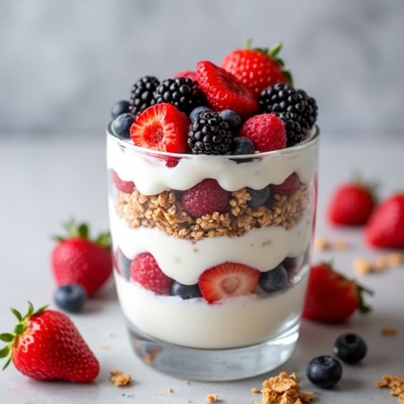 Creamy Greek Yogurt Parfait with Mixed Berries and Chia Seeds