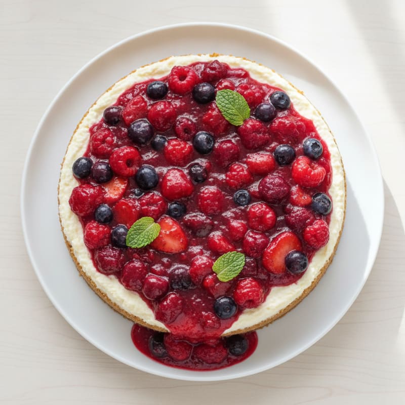 Greek Yogurt Protein Cheesecake with Mixed Berries