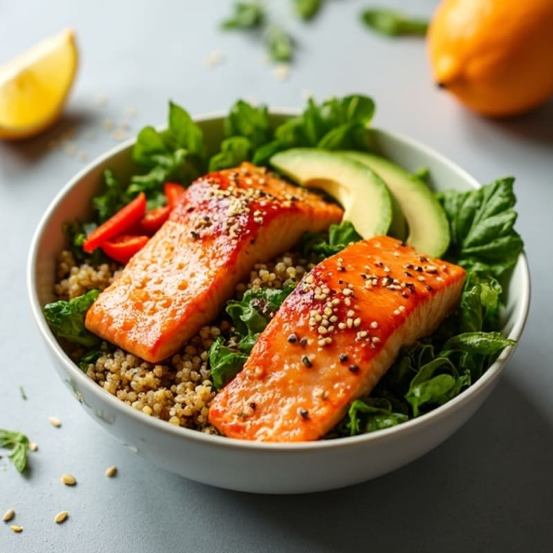 Citrus-Glazed Salmon Power Bowl with Crunchy Greens