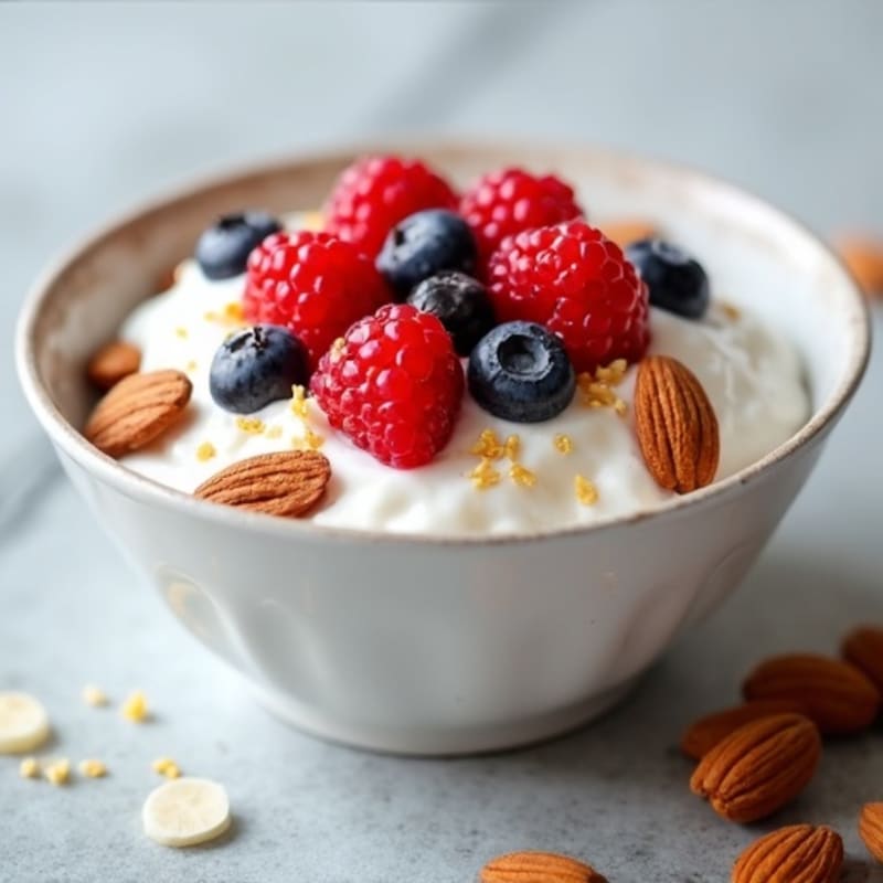 Creamy Greek Yogurt with Fresh Berries and Crunchy Almonds