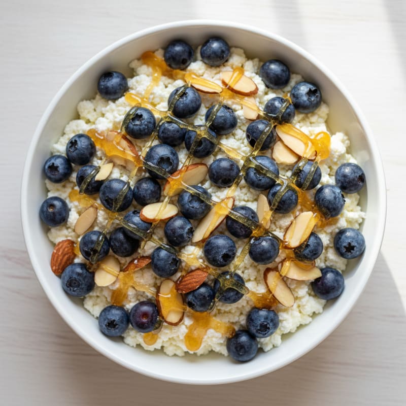 Cottage Cheese Berry Bowl with Almonds and Honey