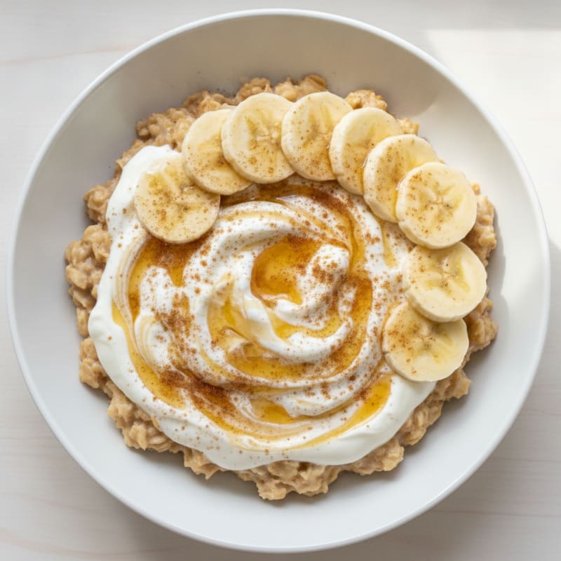 Creamy Greek Yogurt Oats with Sliced Banana