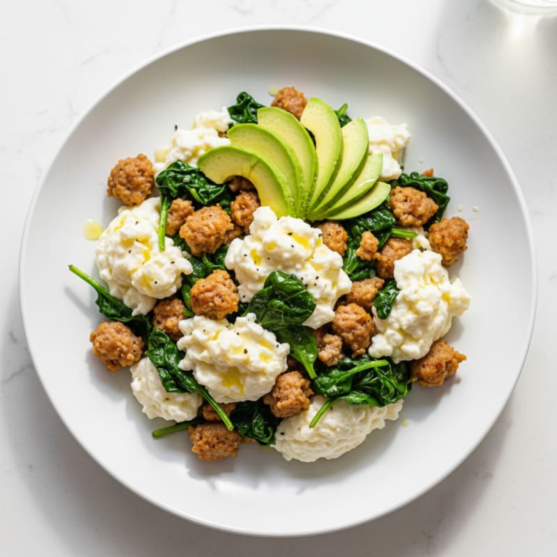 Egg White Scramble with Spinach and Turkey Sausage