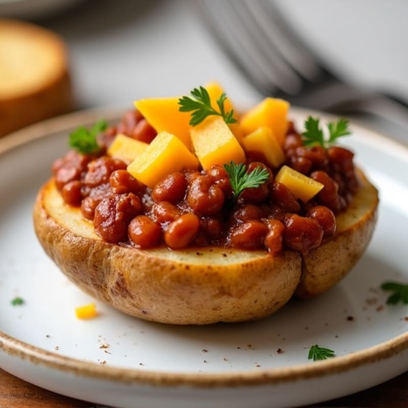 Crispy Roasted Potato Halves with Lean Beef Chili and Sharp Cheddar