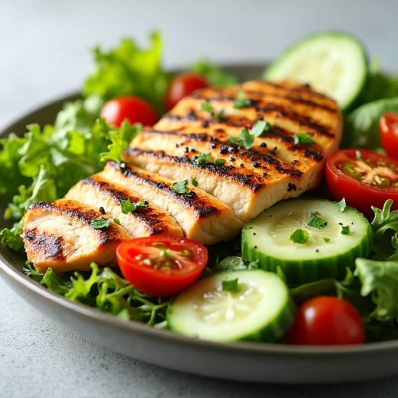 Grilled Chicken Salad with Fresh Greens and Creamy Lemon Dressing