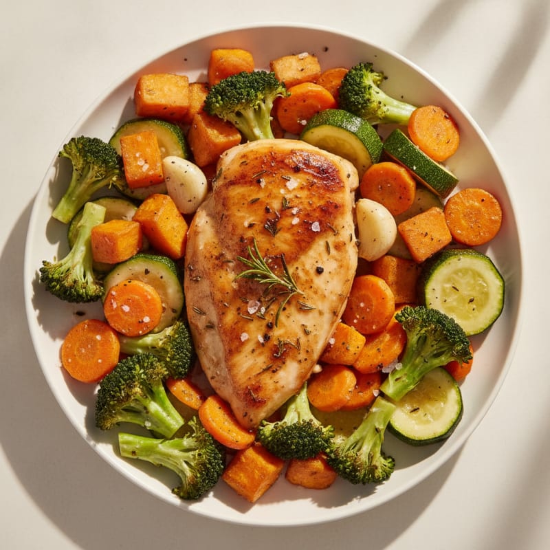 Lean Herb-Roasted Chicken with Vegetables