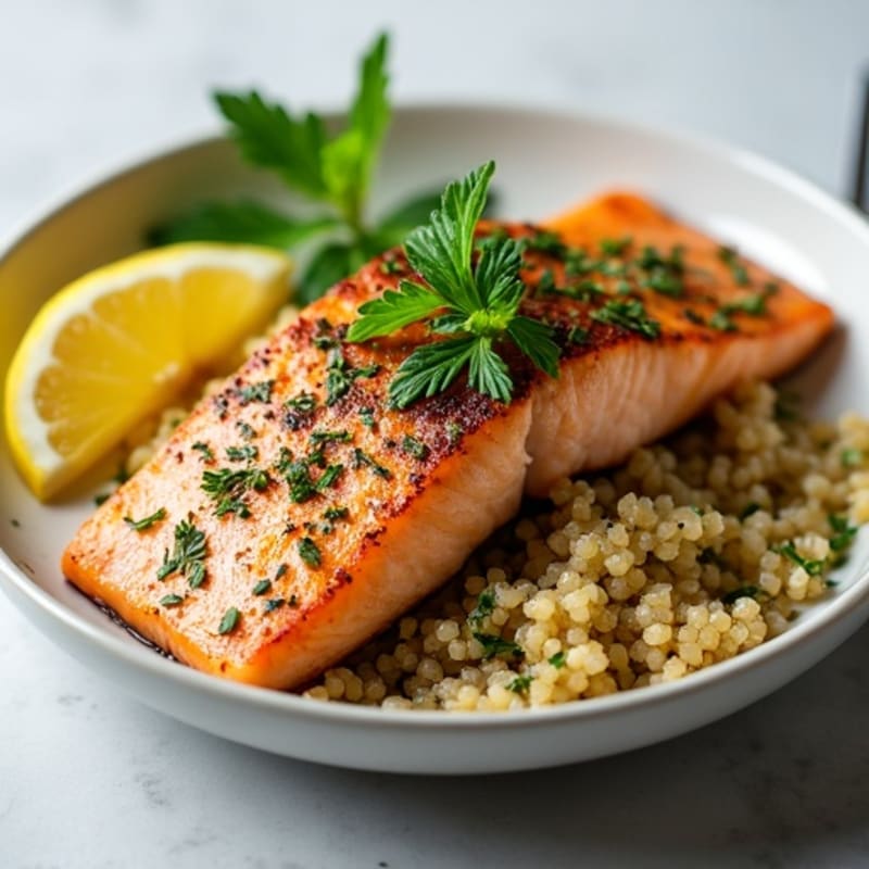 Herb-Crusted Pan Seared Salmon with Quinoa