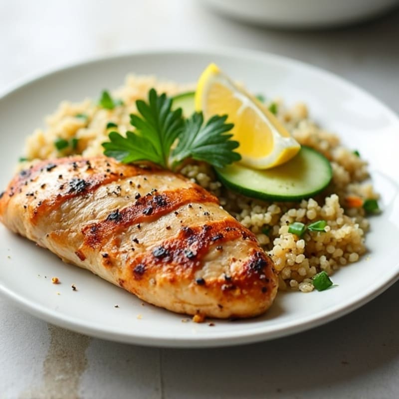 Grilled Chicken Breast with Cucumber Quinoa Salad