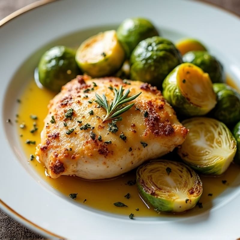 Lemon Herb Roasted Chicken with Crispy Brussels Sprouts