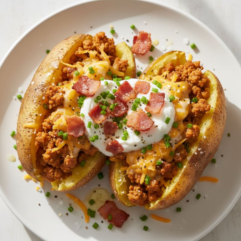 Golden Loaded Baked Potatoes with Crispy Bacon