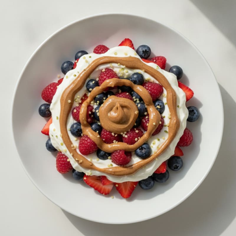 Greek Yogurt Protein Parfait with Berries and Almond Butter