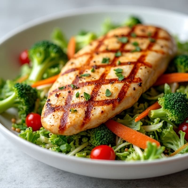 Grilled Chicken Breast with Crunchy Broccoli Slaw