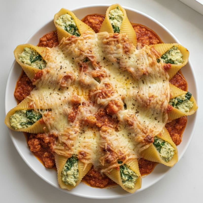 Baked Spinach Ricotta Stuffed Shells