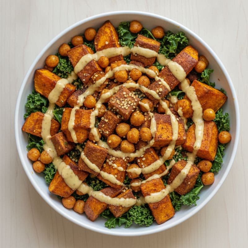 Roasted Sweet Potato and Chickpea Buddha Bowl