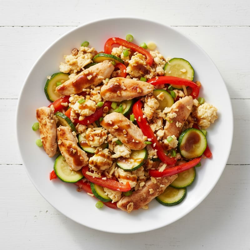 Egg White Chicken Veggie Stir-Fry Bowl