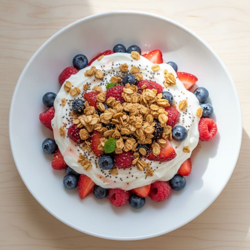 Greek Yogurt Protein Parfait with Mixed Berries