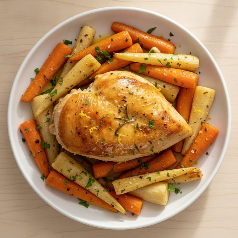 Lemon Herb Roasted Chicken with Root Vegetables