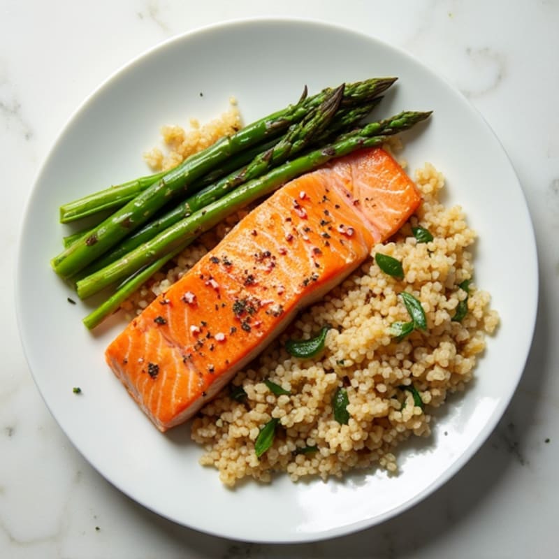 Baked Salmon with Quinoa and Roasted Asparagus
