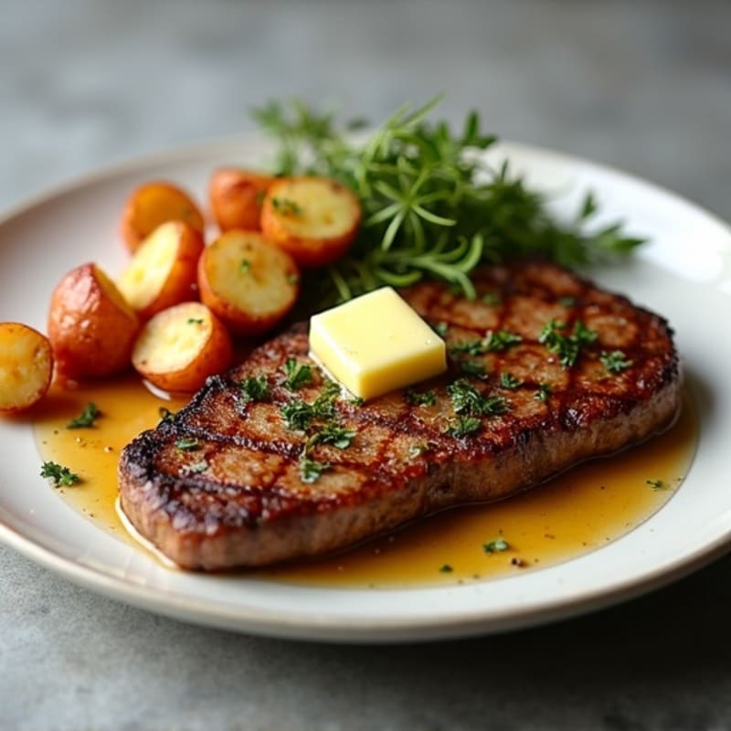 Pan-Seared Steak with Garlic Butter and Crispy Roasted Potatoes