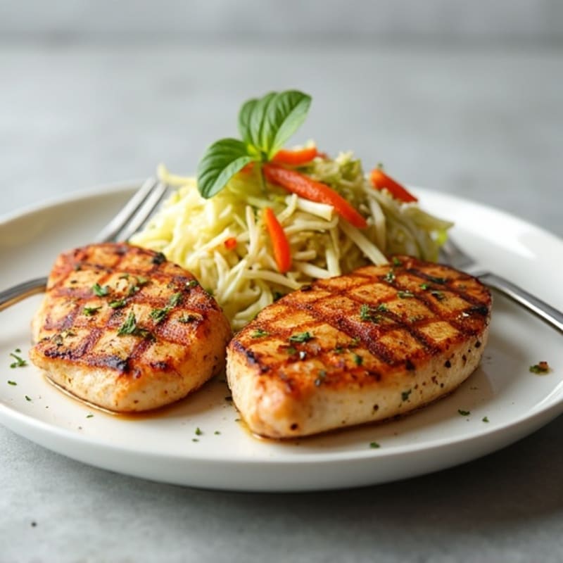 Grilled Chicken Breast with Crunchy Cabbage Slaw