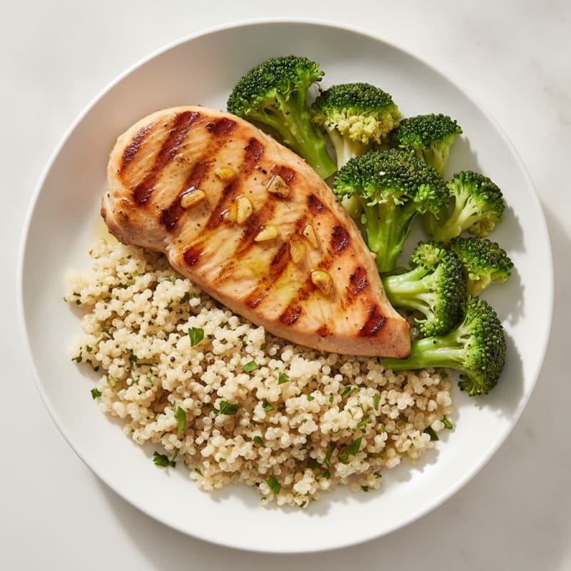 Grilled Turkey Breast with Steamed Broccoli and Quinoa