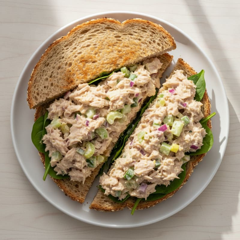 Tuna Salad Sandwich with Garden Vegetables