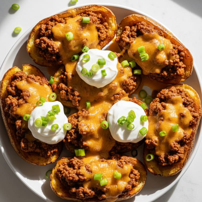 Crispy Chili Cheese Potato Skins