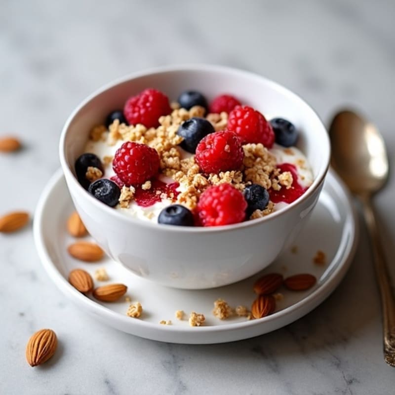 Cottage Cheese and Berry Yogurt Bowl with Almonds