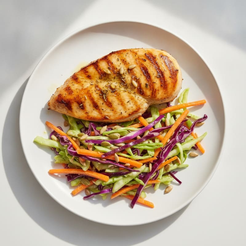 Grilled Chicken Breast with Crunchy Cabbage Slaw