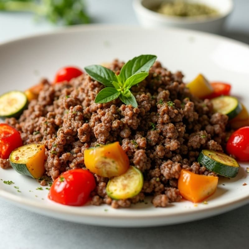 Herb-Seasoned Lean Ground Beef Skillet with Roasted Vegetables