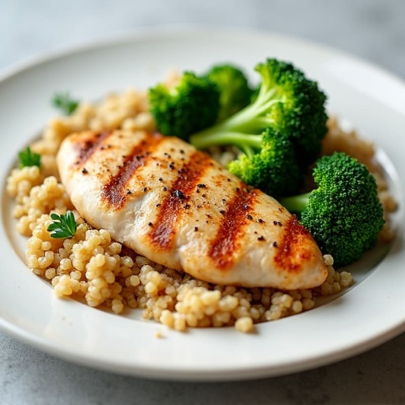 Grilled Chicken Breast with Quinoa and Steamed Broccoli