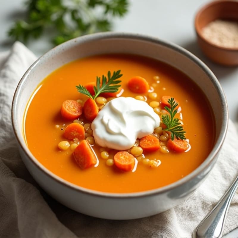Hearty Spiced Carrot and Lentil Soup