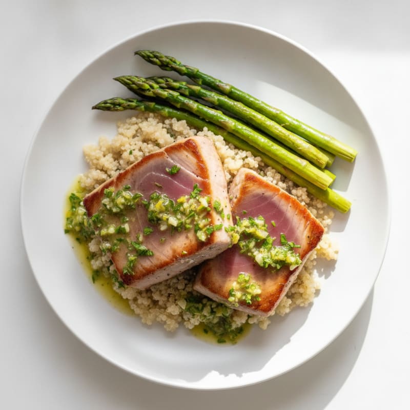 Pan-Seared Tuna with Lemon-Herb Sauce