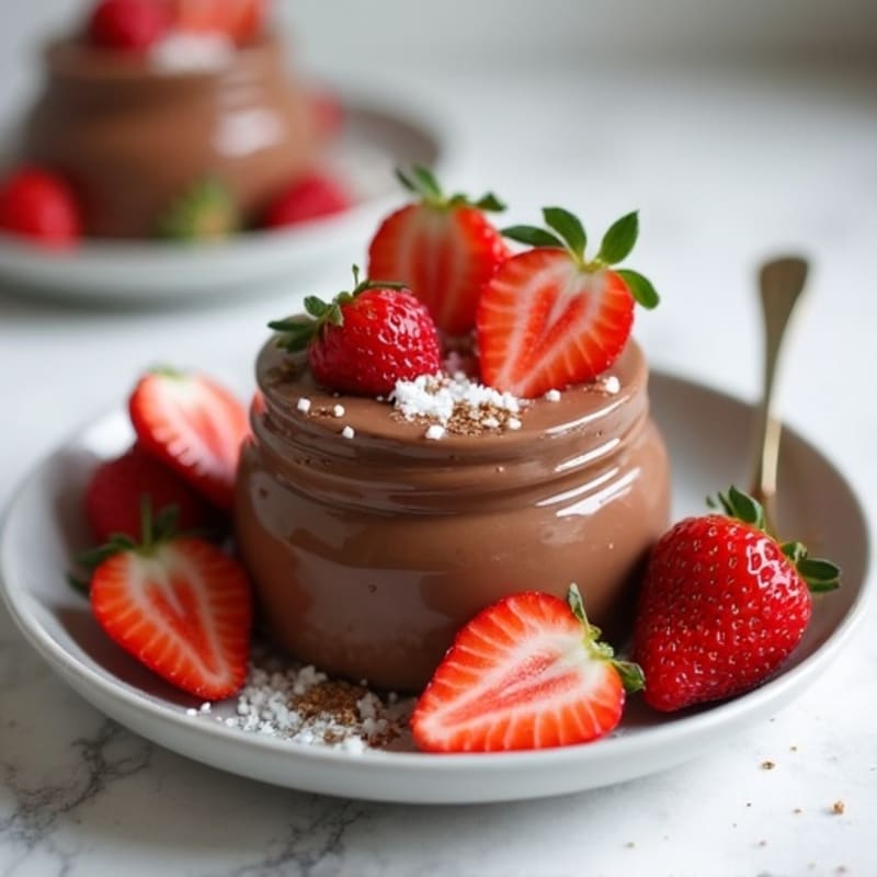 Silky Chocolate Protein Pudding with Fresh Strawberries